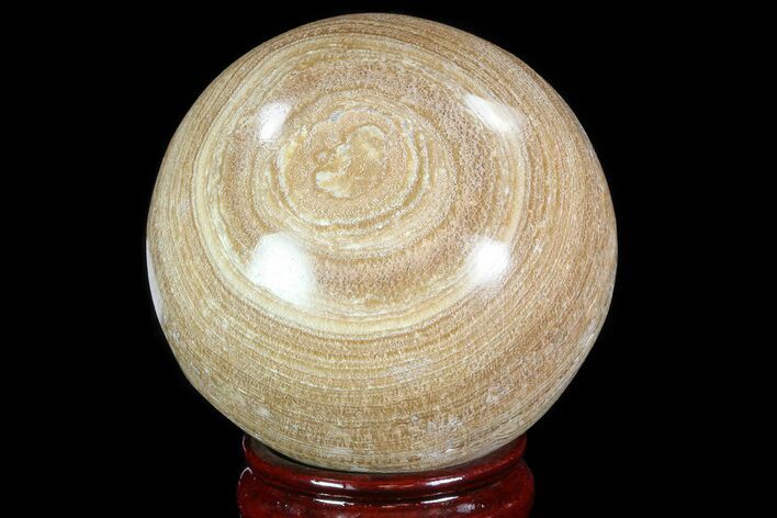 Polished, Banded Aragonite Sphere - Morocco #82245